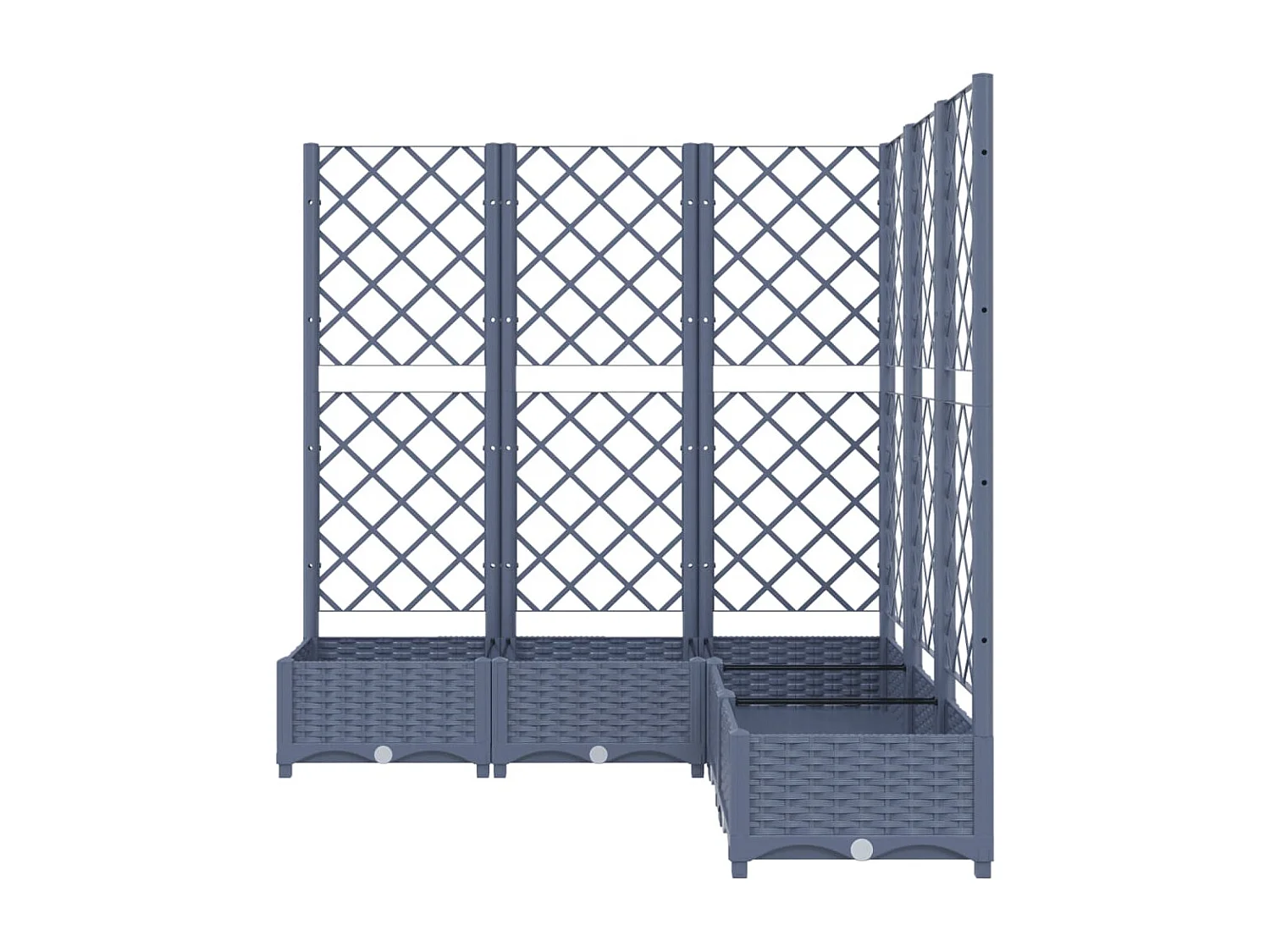 Jardinera bancal elevado plantas flores terraza jardín con enrejado 120 x 120 x 121,5 cm PP gris 02_0038223