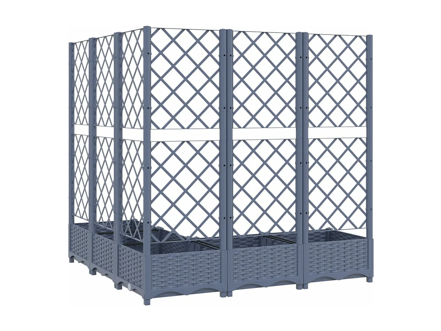 Jardinera bancal elevado plantas flores terraza jardín con enrejado 120 x 120 x 121,5 cm PP gris 02_0038223