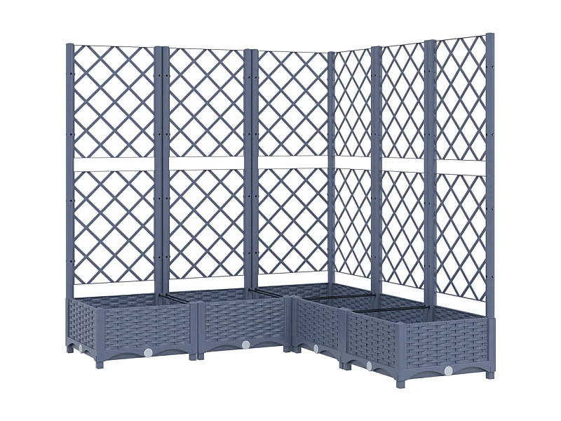 Jardinera bancal elevado plantas flores terraza jardín con enrejado 120 x 120 x 121,5 cm PP gris 02_0038223