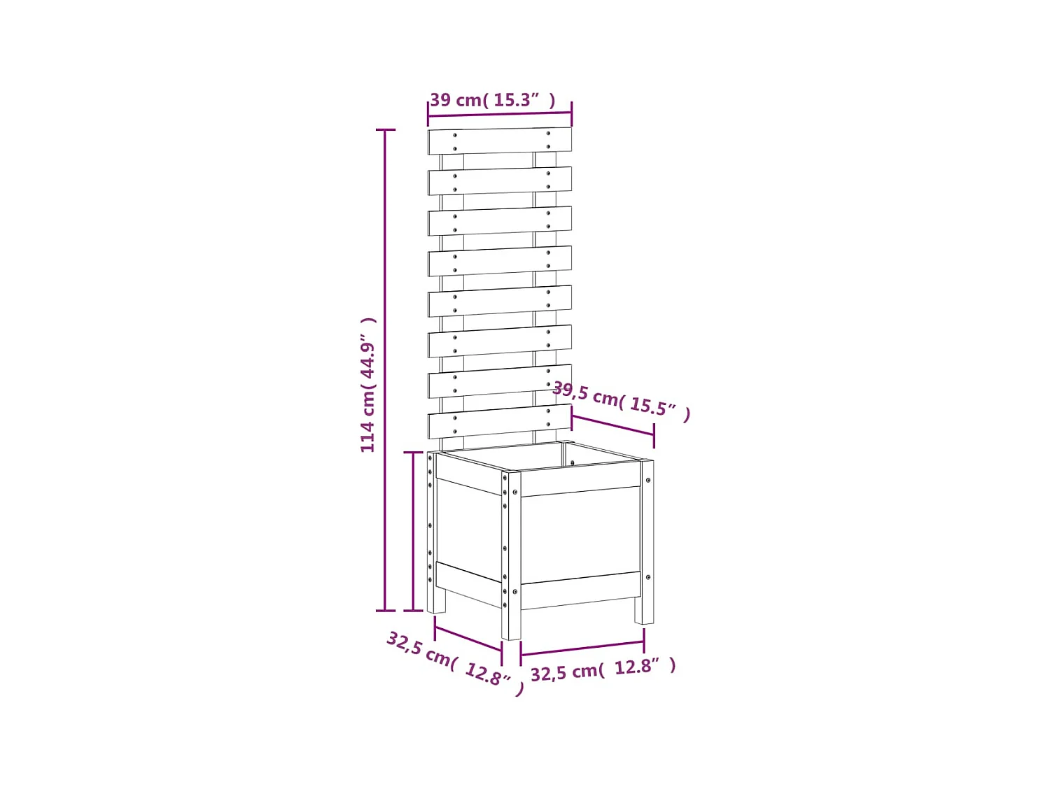 Jardinière bac lit surélevé bois marron 39 x 39.5 x 114 cm 02_0038215