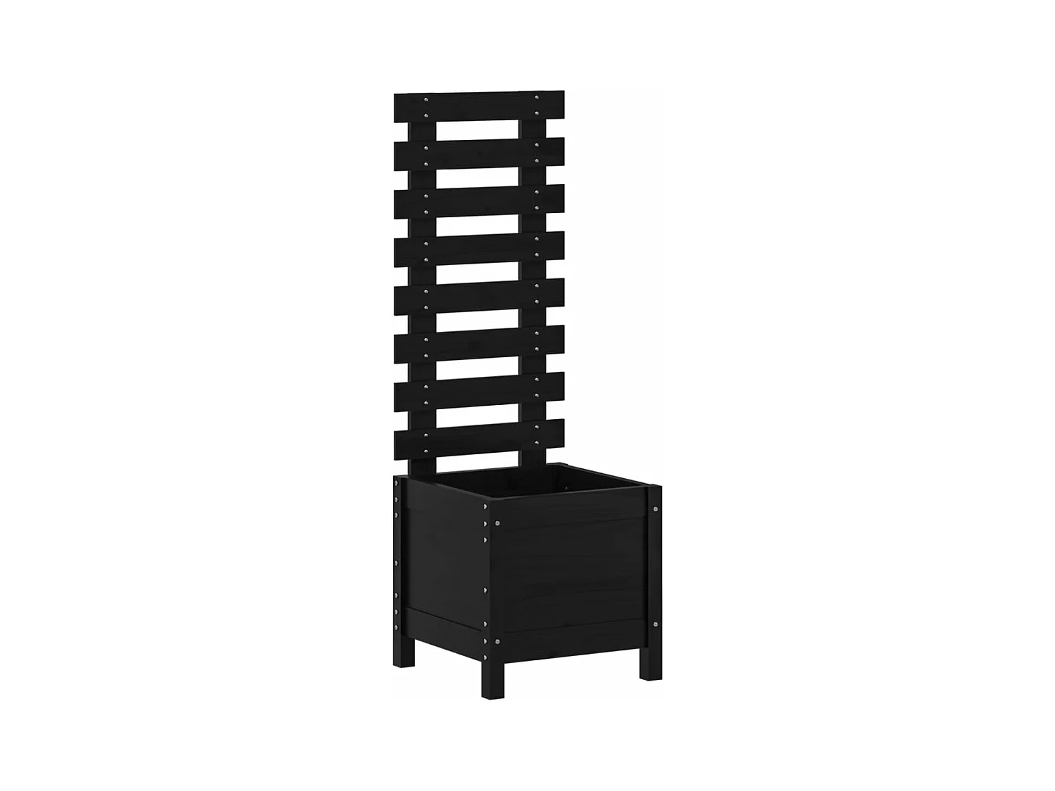 Vassoio per fioriera aiuola rialzata piante fiori terrazza giardino con supporto 39 x 39,5 x 114 cm legno di pino massiccio nero 02_0038215