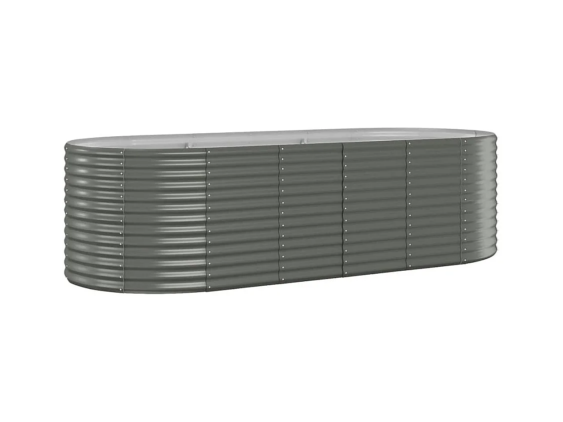 Macetero bancal elevado plantas flores terraza jardín jardín acero con recubrimiento en polvo 249 x 100 x 68 cm gris 02_0039612