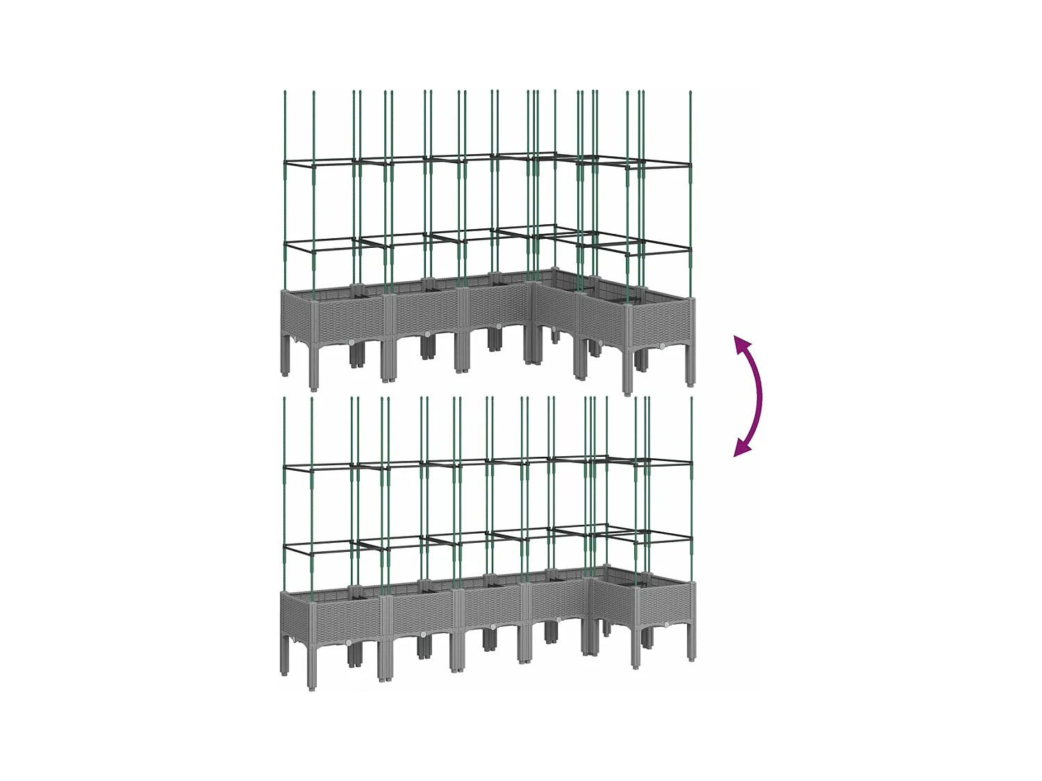 Jardinière bac lit surélevé grise 160 x 120 x 142 cm 02_0038348