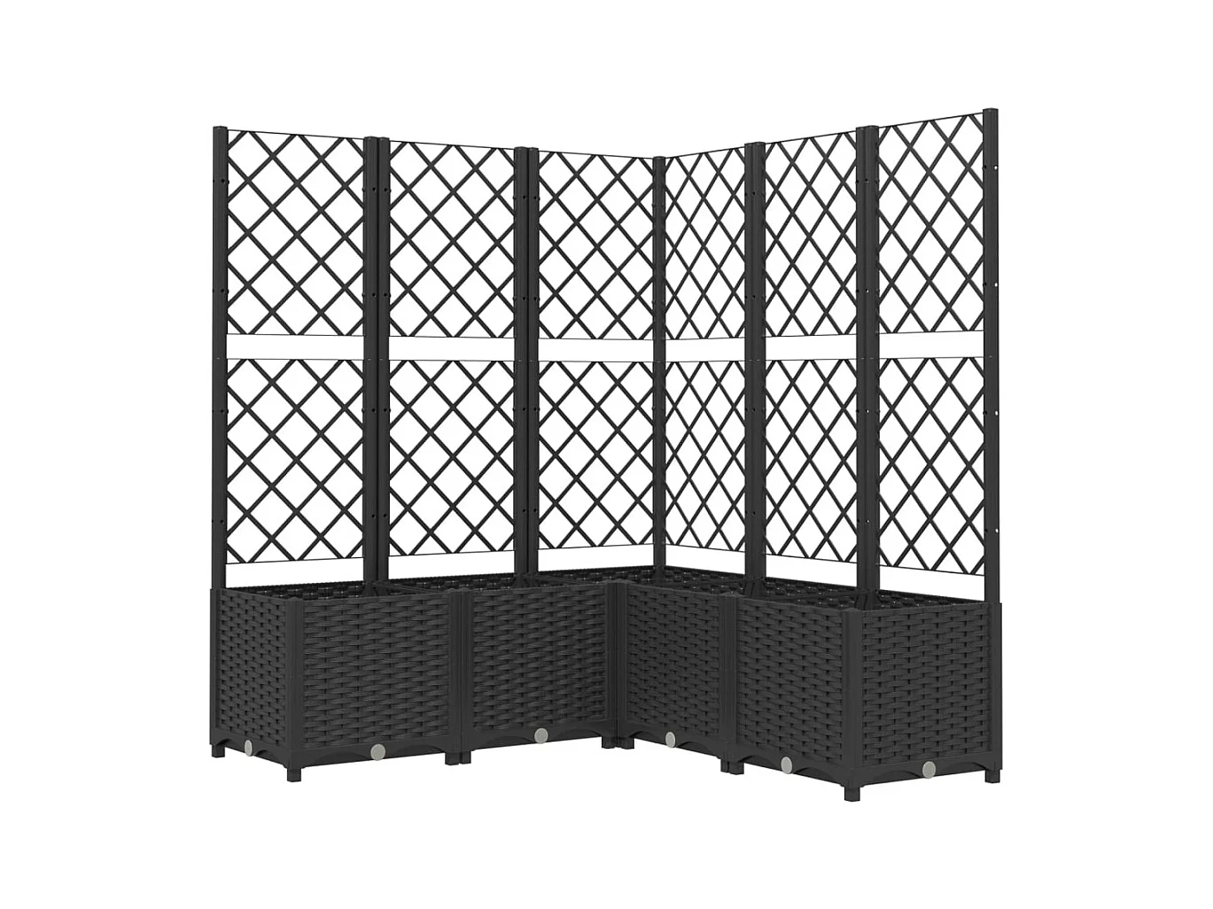 Vassoio per fioriera aiuola rialzata piante fiori terrazza giardino con traliccio 120 x 120 x 136 cm PP nero 02_0038229
