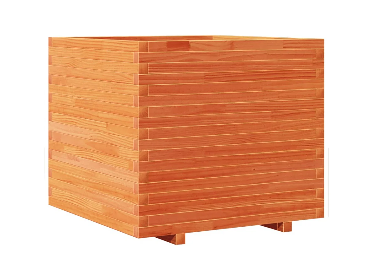 Macetero bancal elevado plantas flores terraza jardín cera 80 x 80 x 72 cm madera maciza de pino marrón 02_0038505