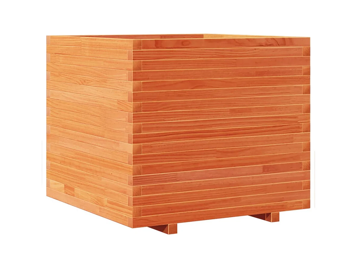 Macetero bancal elevado plantas flores terraza jardín cera 80 x 80 x 72 cm madera maciza de pino marrón 02_0038505