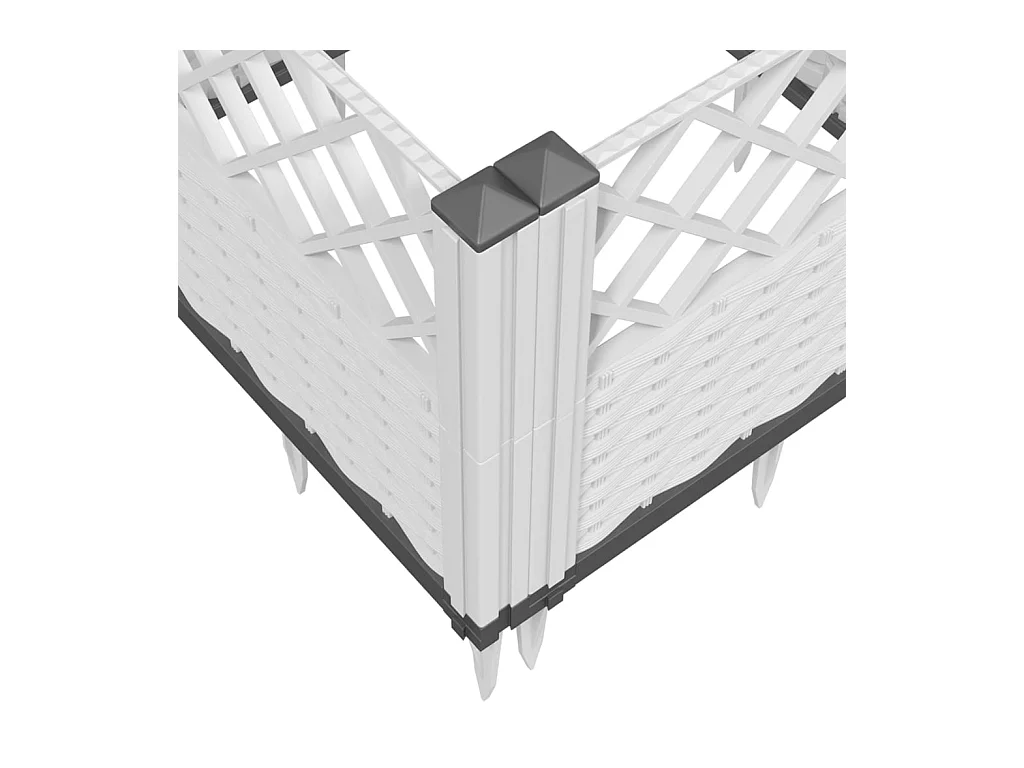 Vassoio per fioriera aiuola rialzata piante fiori terrazza giardino con paletti 123,5 x 43,5 x 43,5 cm PP bianco 02_0038181