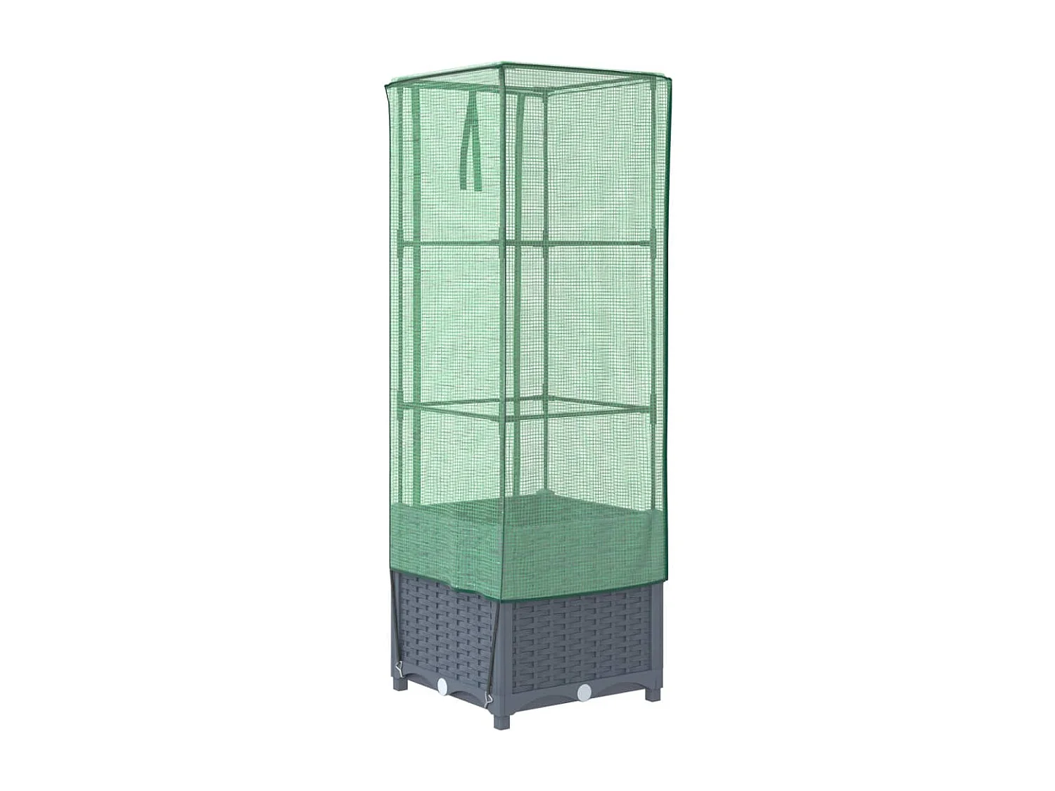 Vaso per fioriera rialzata per piante fiori terrazza da giardino rialzata con rivestimento in simil rattan 40 x 40 x 139 cm Blu grigio 02_0038772