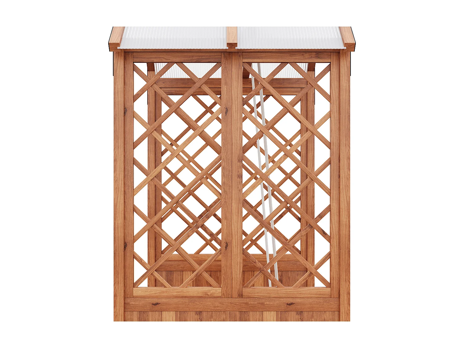 Jardinera con banco y sombrilla integrada - Jardinera de madera maciza marrón con enrejado trepador y techo de policarbonato, para jardín, terraza, balcón