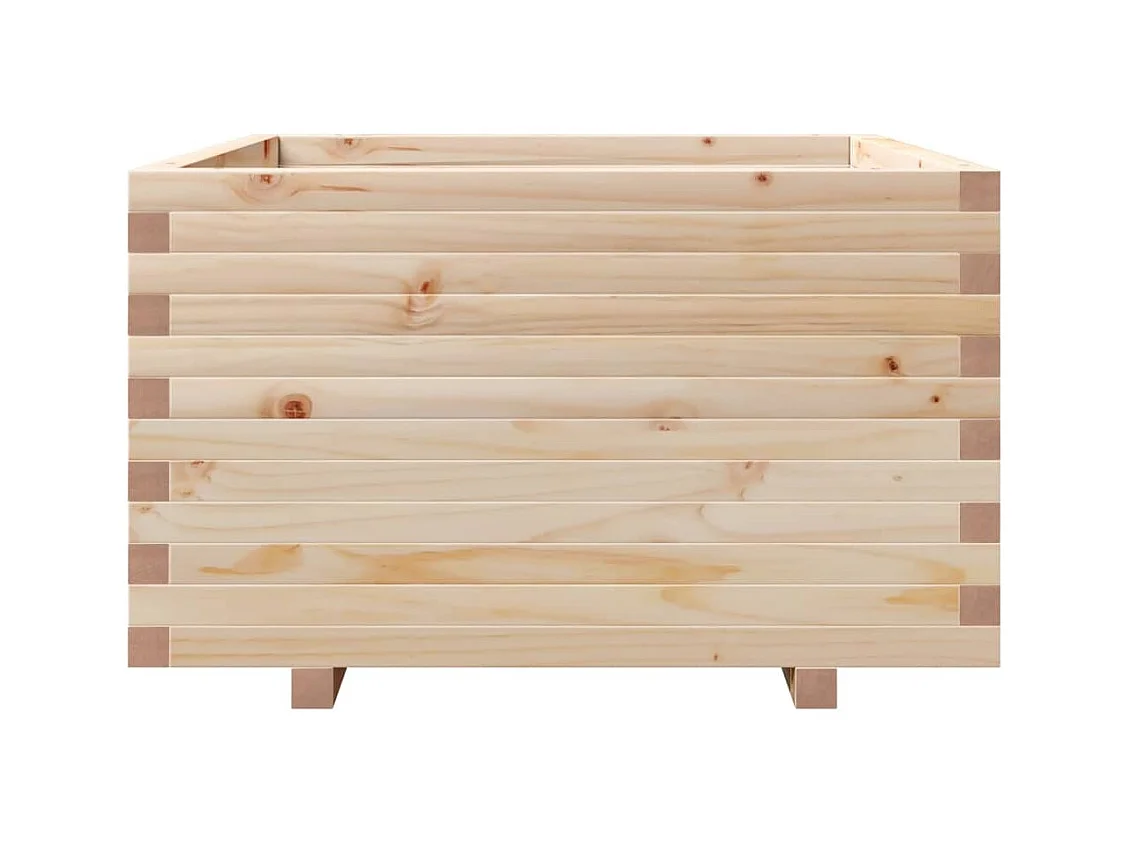 Macetero bancal elevado plantas flores terraza jardín 80 x 80 x 49,5 cm madera maciza de pino marrón 02_0037919