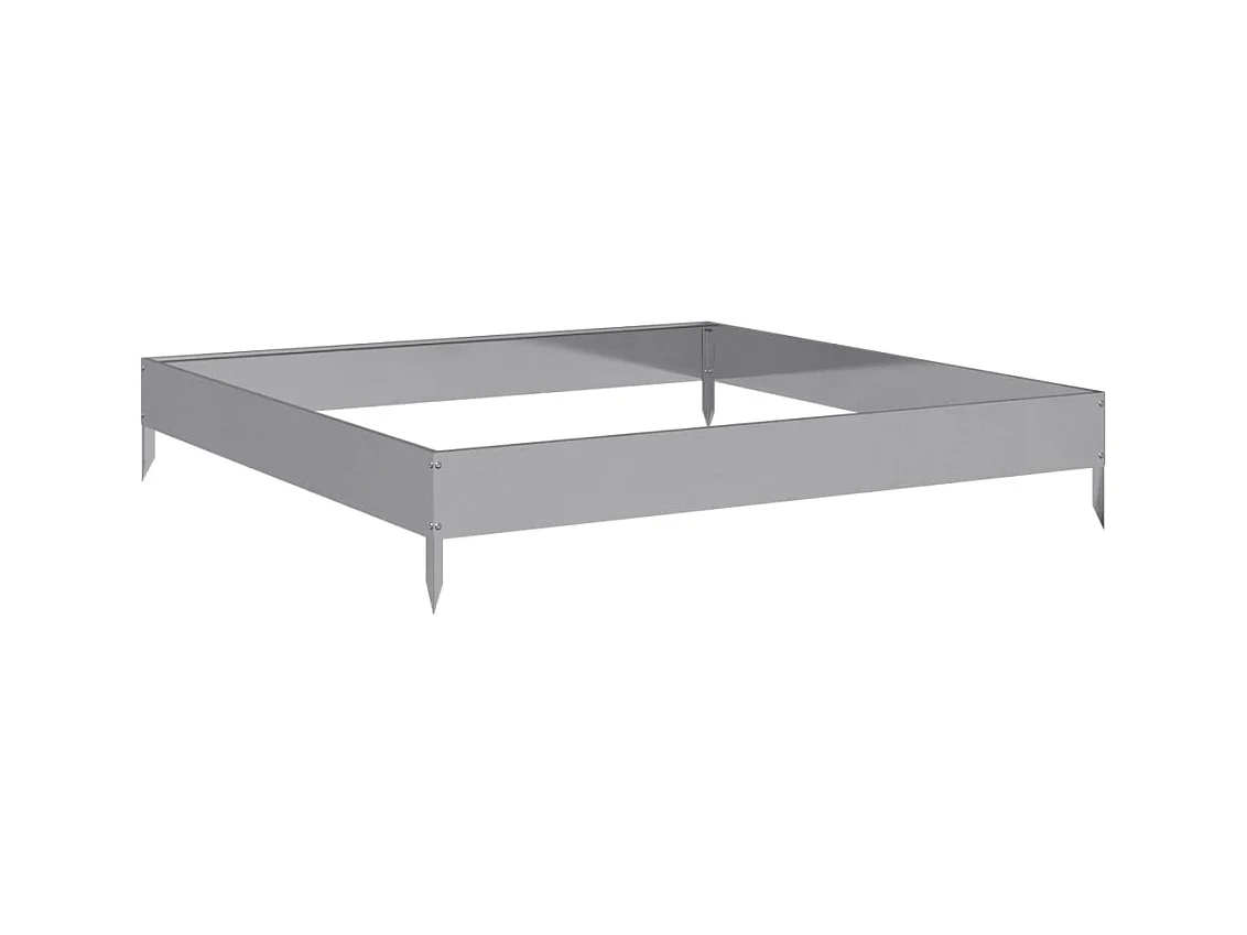 Vassoio per fioriera aiuola rialzata piante fiori terrazza giardino giardino 100 x 100 x 18,5 cm acciaio inossidabile Argento 02_0039260