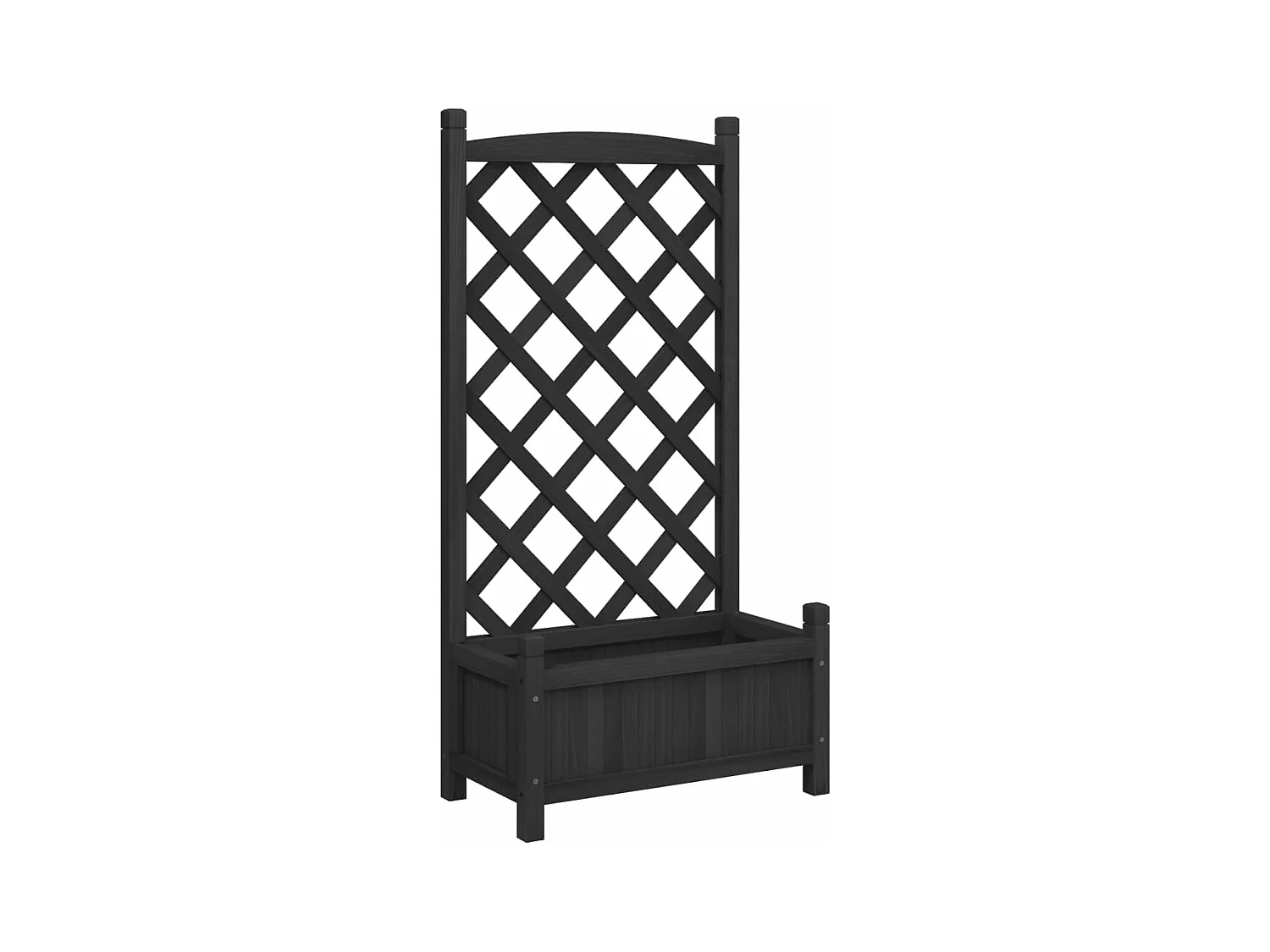 Vassoio per fioriera aiuola rialzata piante fiori terrazza giardino con traliccio in legno massello di abete nero 02_0038334
