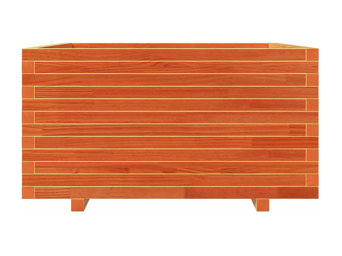 Macetero bancal elevado plantas flores terraza jardín cera 90 x 90 x 49,5 cm madera maciza de pino marrón 02_0038530