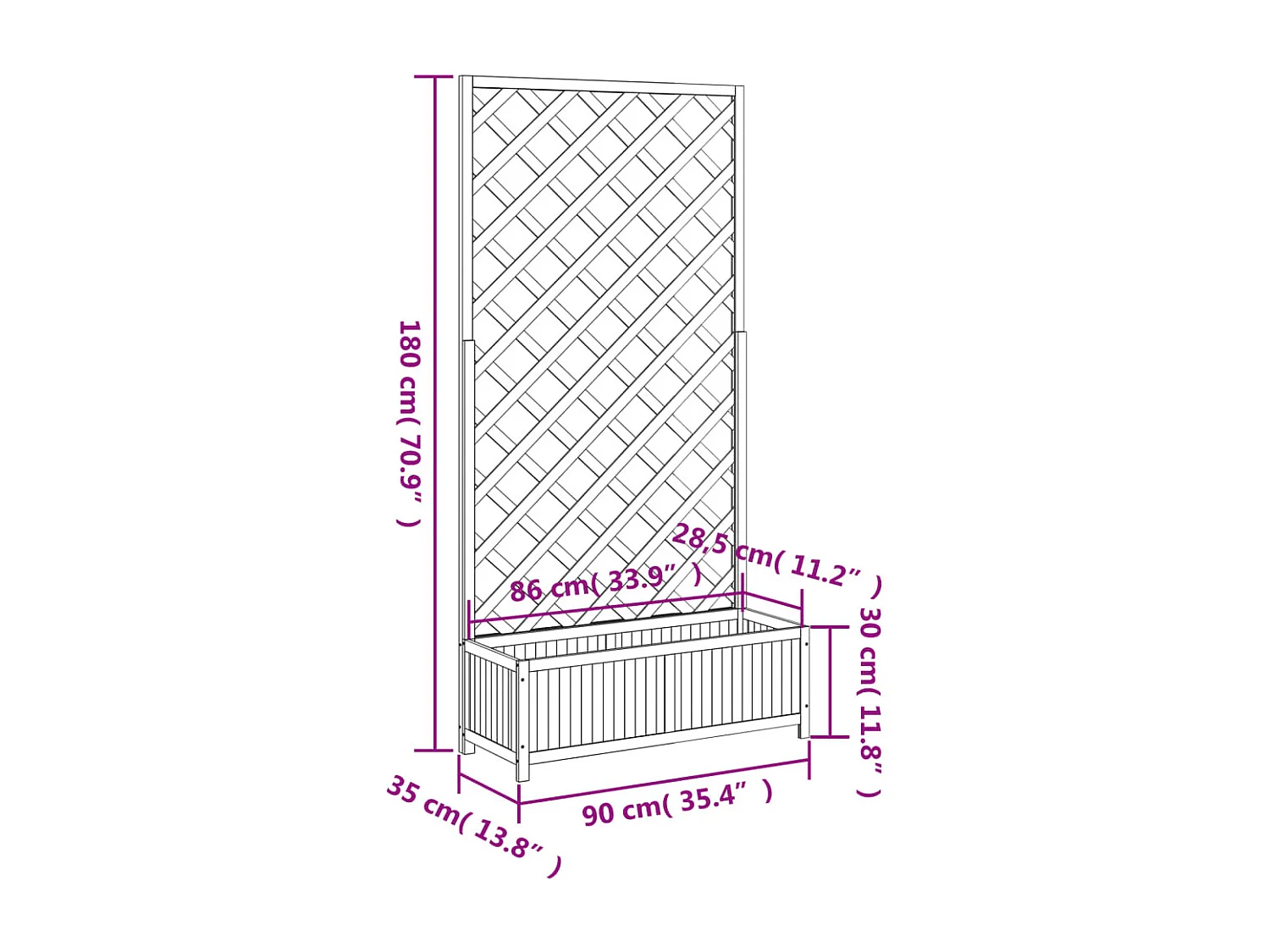 Jardinière bac lit surélevé bois marron 90 x 35 x 180 cm 02_0038325