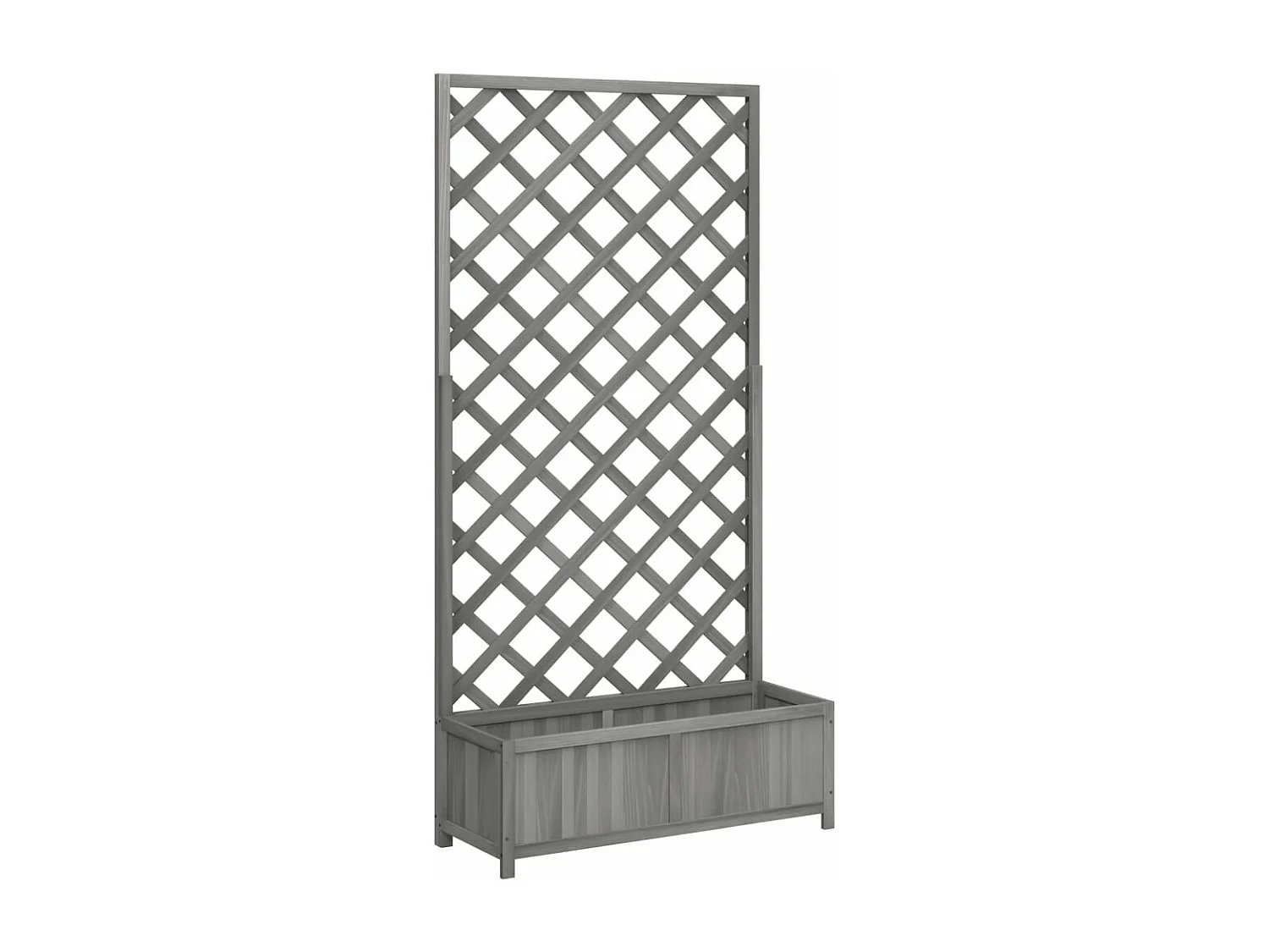 Macetero bancal elevado plantas flores terraza jardín con enrejado de madera maciza de abeto gris 02_0038325