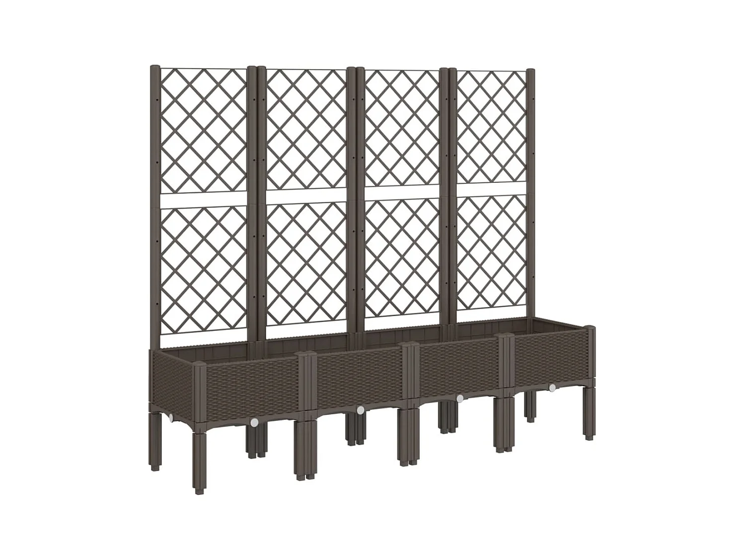 Plantador bandeja elevada plantas flores terraço jardim com treliça 160 x 40 x 142 cm PP marrom 02_0038268