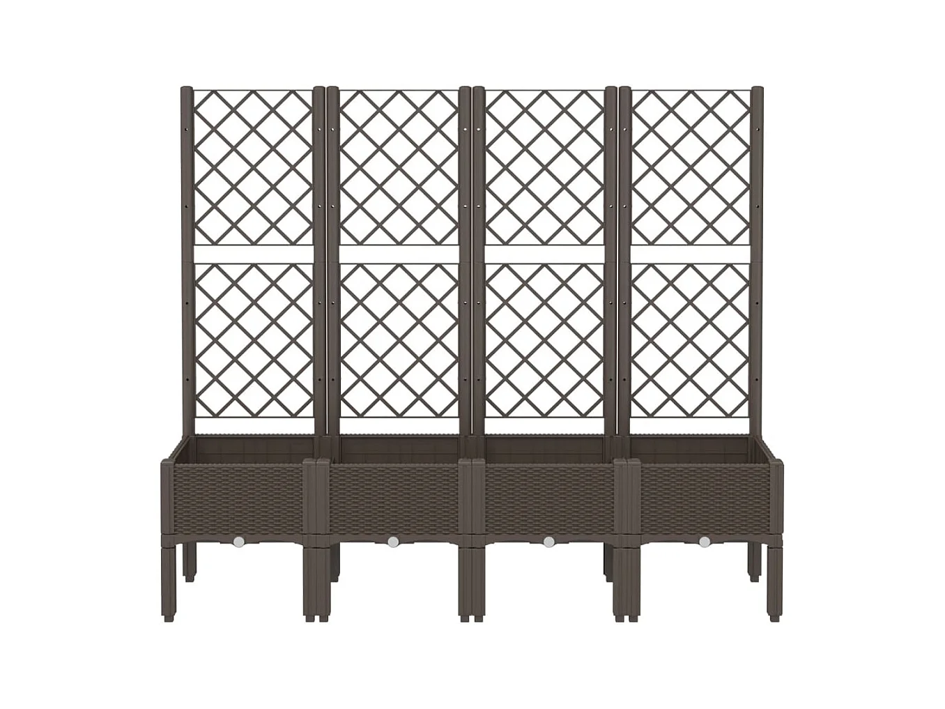 Plantador bandeja elevada plantas flores terraço jardim com treliça 160 x 40 x 142 cm PP marrom 02_0038268