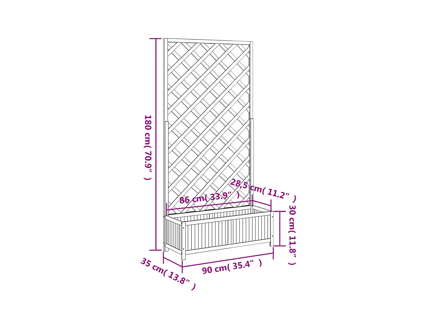 Jardinière bac lit surélevé bois marron 90 x 35 x 180 cm 02_0038327