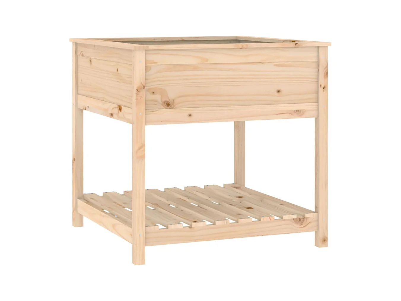 Vassoio per fioriera aiuola rialzata piante fiori terrazza giardino con ripiano 82,5 x 82,5 x 81 cm legno massello di pino marrone 02_0038409