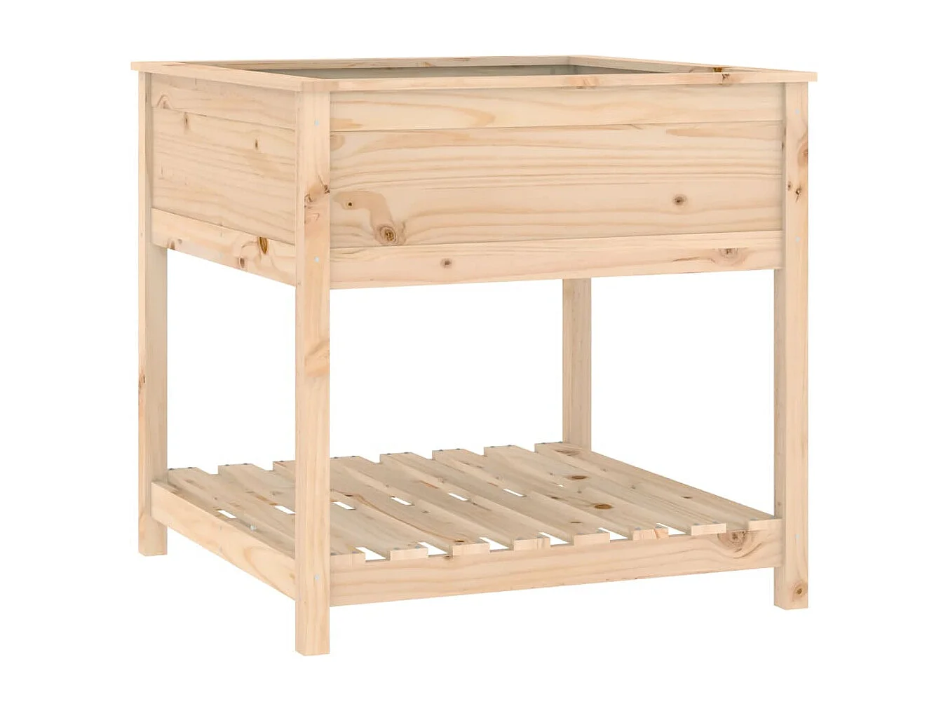Vassoio per fioriera aiuola rialzata piante fiori terrazza giardino con ripiano 82,5 x 82,5 x 81 cm legno massello di pino marrone 02_0038409