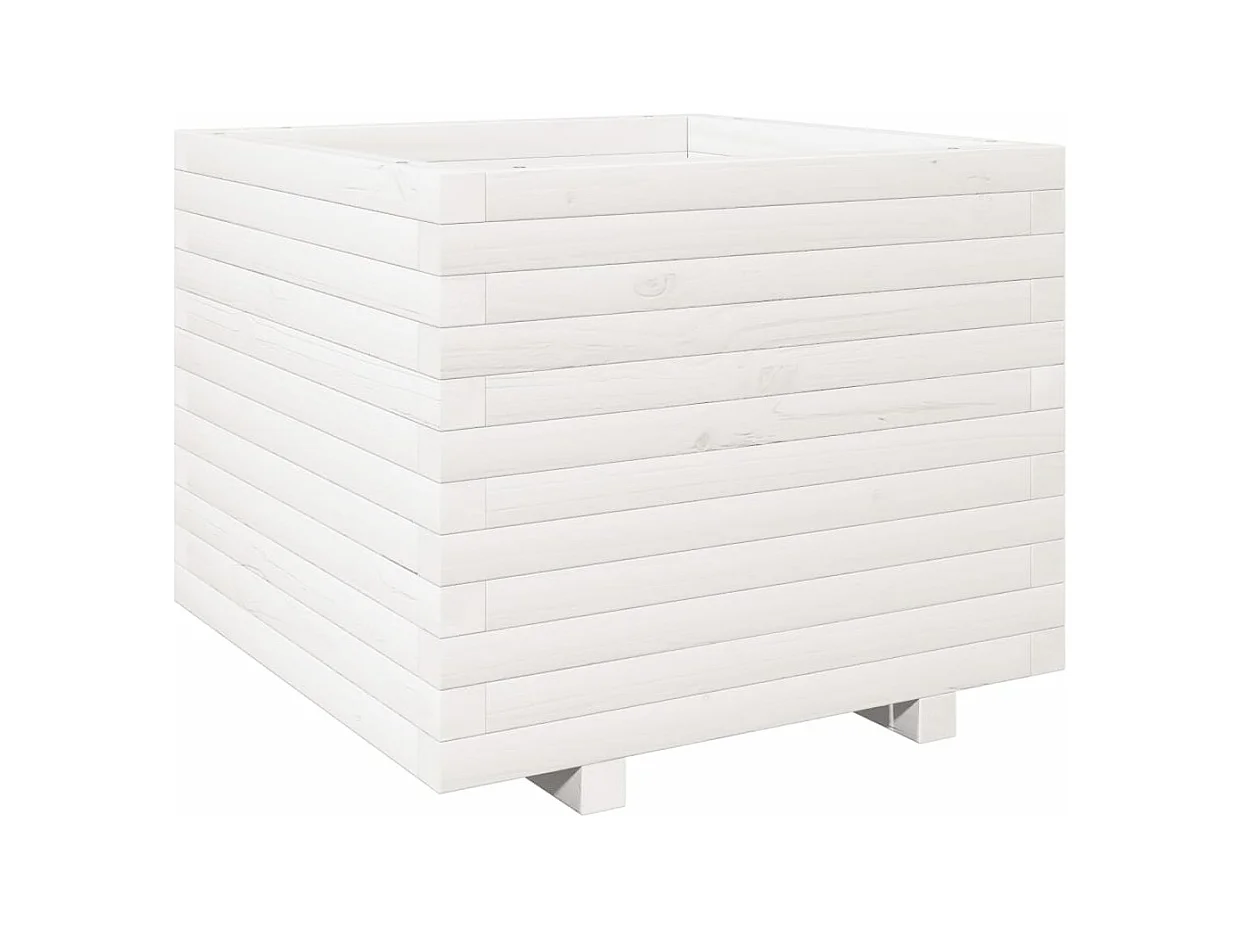 Jardinière bac lit surélevé bois blanche 60 x 60 x 49.5 cm 02_0037719