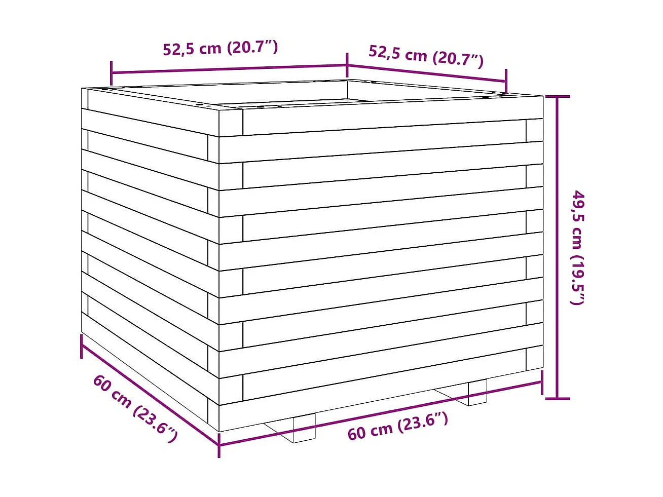 Jardinière bac lit surélevé bois blanche 60 x 60 x 49.5 cm 02_0037719