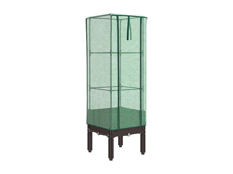 Aiuola rialzata/fioriera con copertura effetto rattan 40 x 40 x 140 cm Marrone 02_0038777