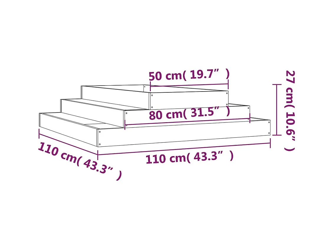 Jardinière bac lit surélevé bois marron 110 x 110 x 27 cm 02_0037305