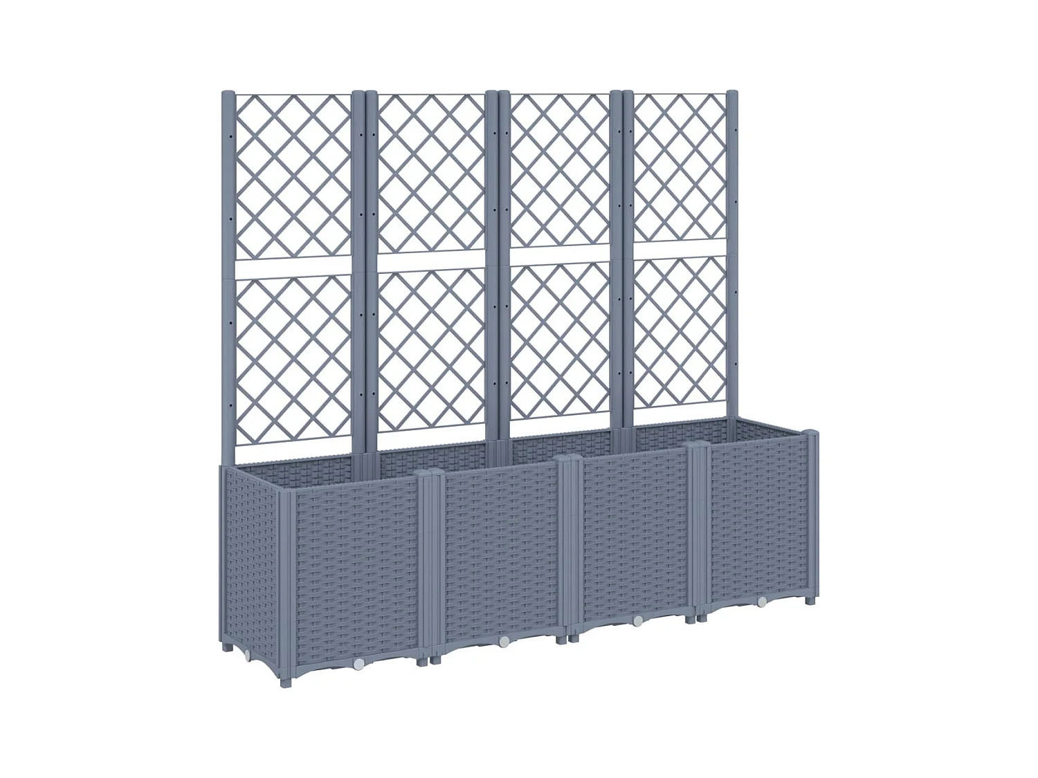 Macetero elevado bandeja plantas flores terraza jardín con enrejado 160 x 40 x 140 cm PP gris 02_0038263