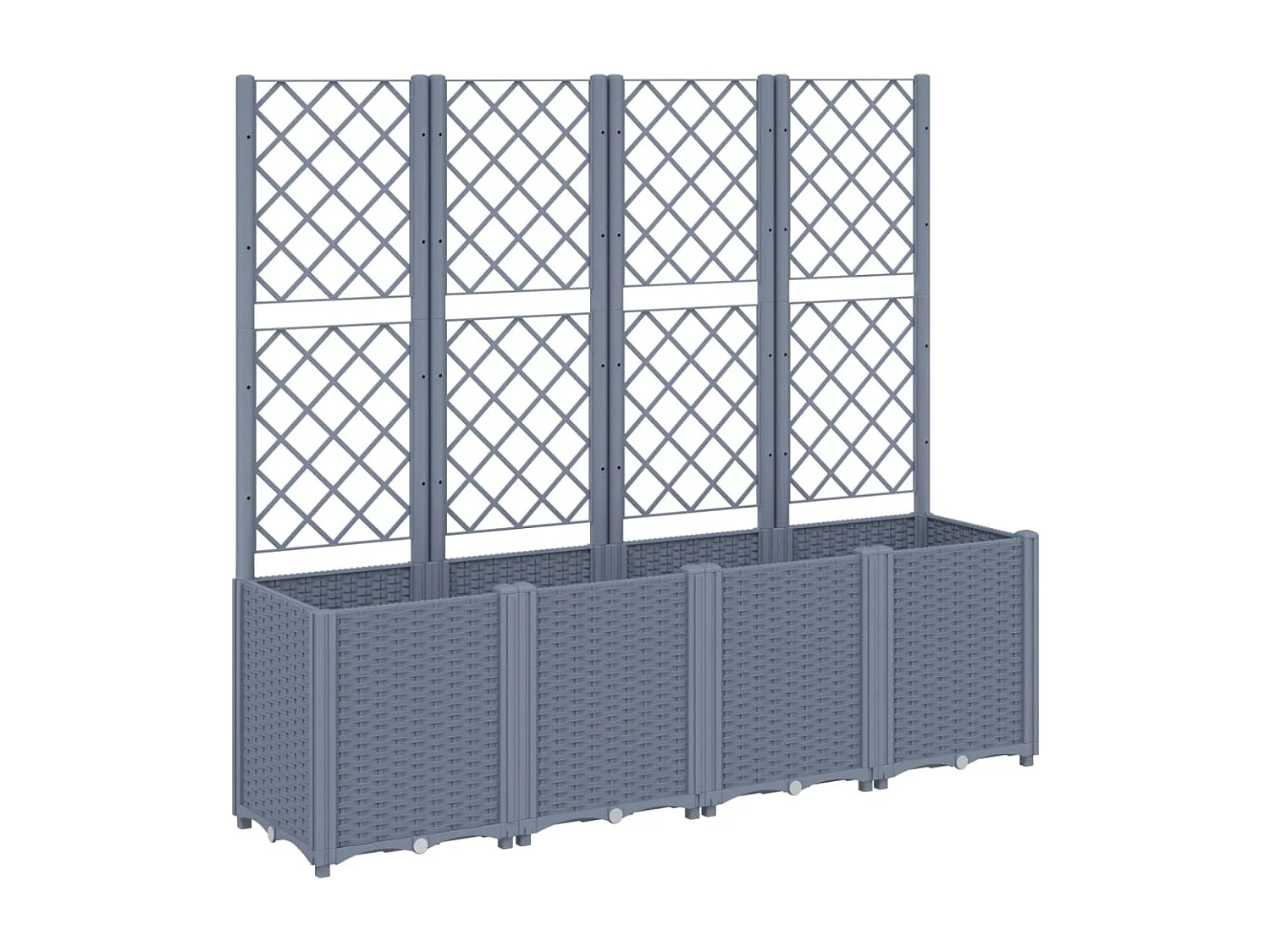 Fioriera aiuola rialzata vassoio piante fiori terrazza giardino con traliccio 160 x 40 x 140 cm PP grigio 02_0038263