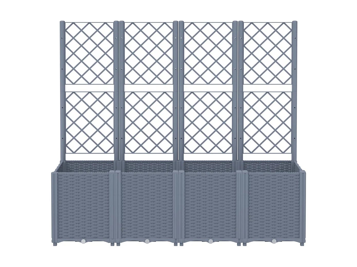 Fioriera aiuola rialzata vassoio piante fiori terrazza giardino con traliccio 160 x 40 x 140 cm PP grigio 02_0038263