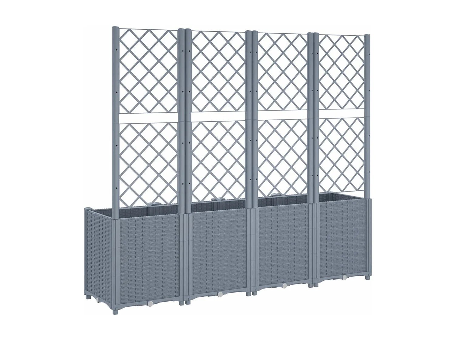 Fioriera aiuola rialzata vassoio piante fiori terrazza giardino con traliccio 160 x 40 x 140 cm PP grigio 02_0038263
