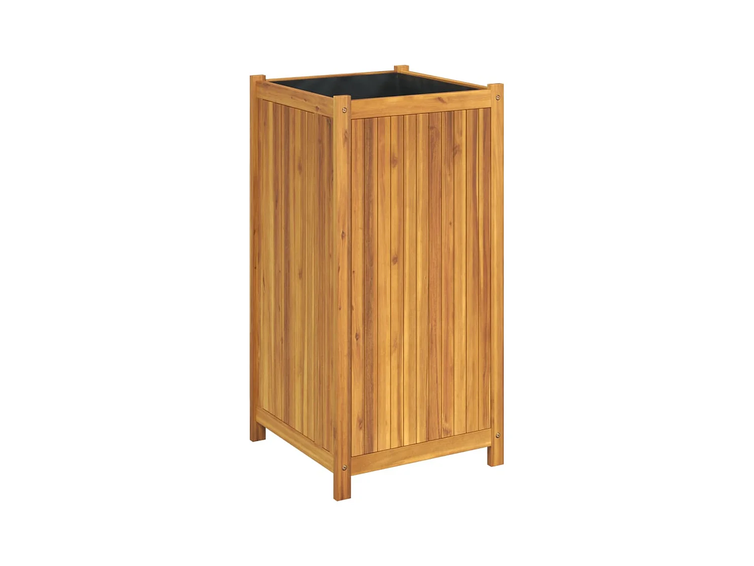 Vassoio per fioriera aiuola rialzata piante fiori terrazza giardino con rivestimento 50 x 50 x 100 cm legno massello di acacia marrone 02_0038135
