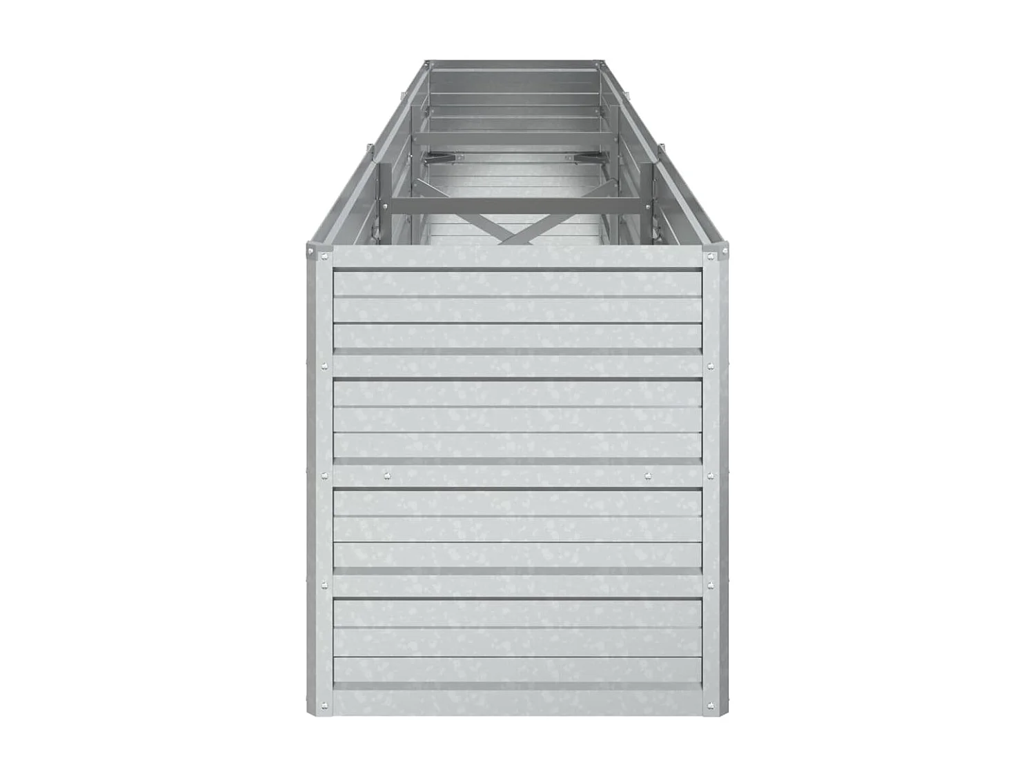 Macetero bancal elevado plantas flores terraza jardín jardín 240 x 40 x 45 cm acero galvanizado plateado Plata 02_0039409