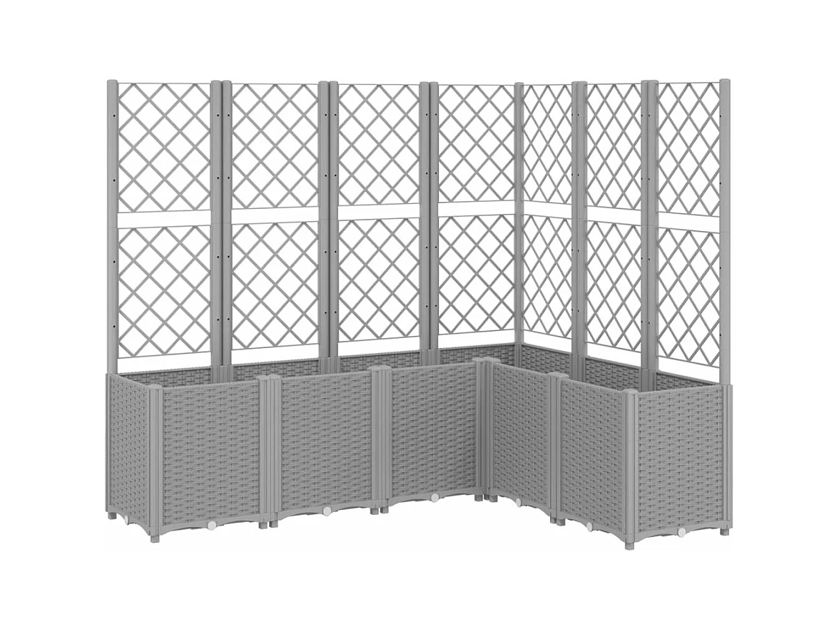 Bandeja para plantador de plantas com canteiro elevado flores terraço jardim com treliça leve 160 x 120 x 140 cm PP cinza 02_0038346