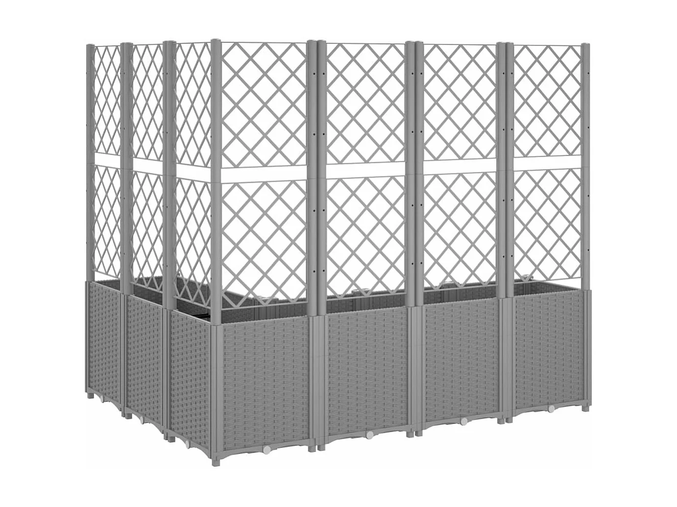 Vassoio per fioriera aiuola rialzata piante fiori terrazza giardino con traliccio leggero 160 x 120 x 140 cm PP grigio 02_0038346