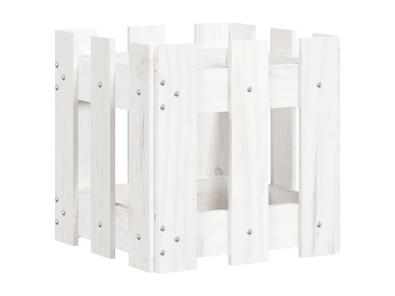 Macetero bancal elevado plantas flores terraza jardín con diseño de valla 30 x 30 x 30 cm pino macizo blanco 02_0038091