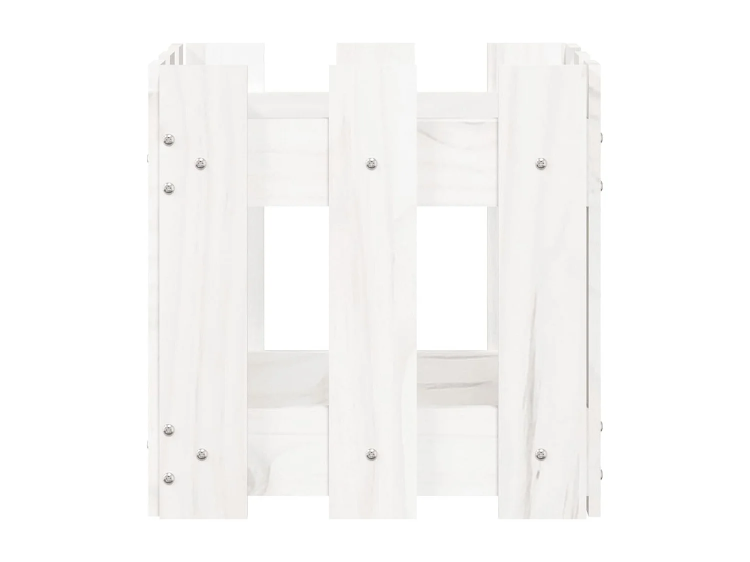 Macetero bancal elevado plantas flores terraza jardín con diseño de valla 30 x 30 x 30 cm pino macizo blanco 02_0038091