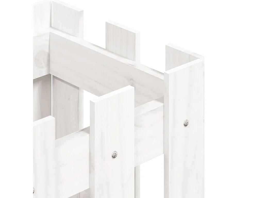 Macetero bancal elevado plantas flores terraza jardín con diseño de valla 30 x 30 x 30 cm pino macizo blanco 02_0038091