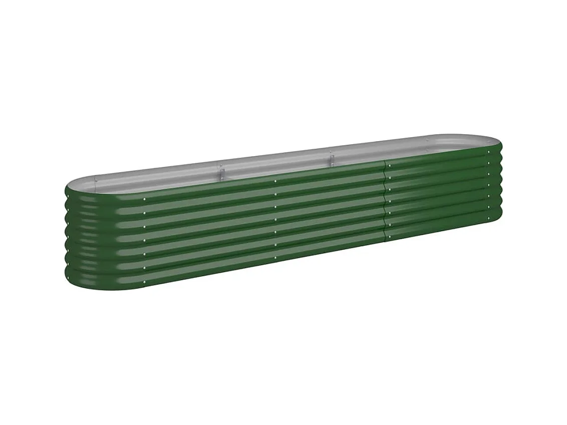 Vassoio per fioriera aiuola rialzata piante fiori terrazza giardino giardino acciaio verniciato a polvere 224 x 40 x 36 cm verde 02_0039595
