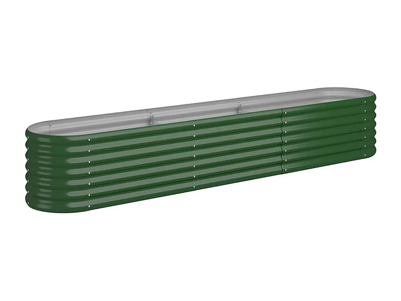 Vassoio per fioriera aiuola rialzata piante fiori terrazza giardino giardino acciaio verniciato a polvere 224 x 40 x 36 cm verde 02_0039595