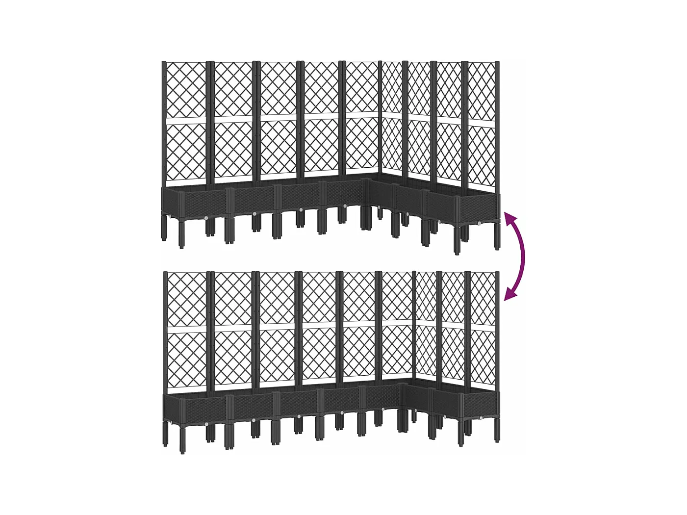 Jardinière bac lit surélevé noire 200 x 160 x 142 cm 02_0038277