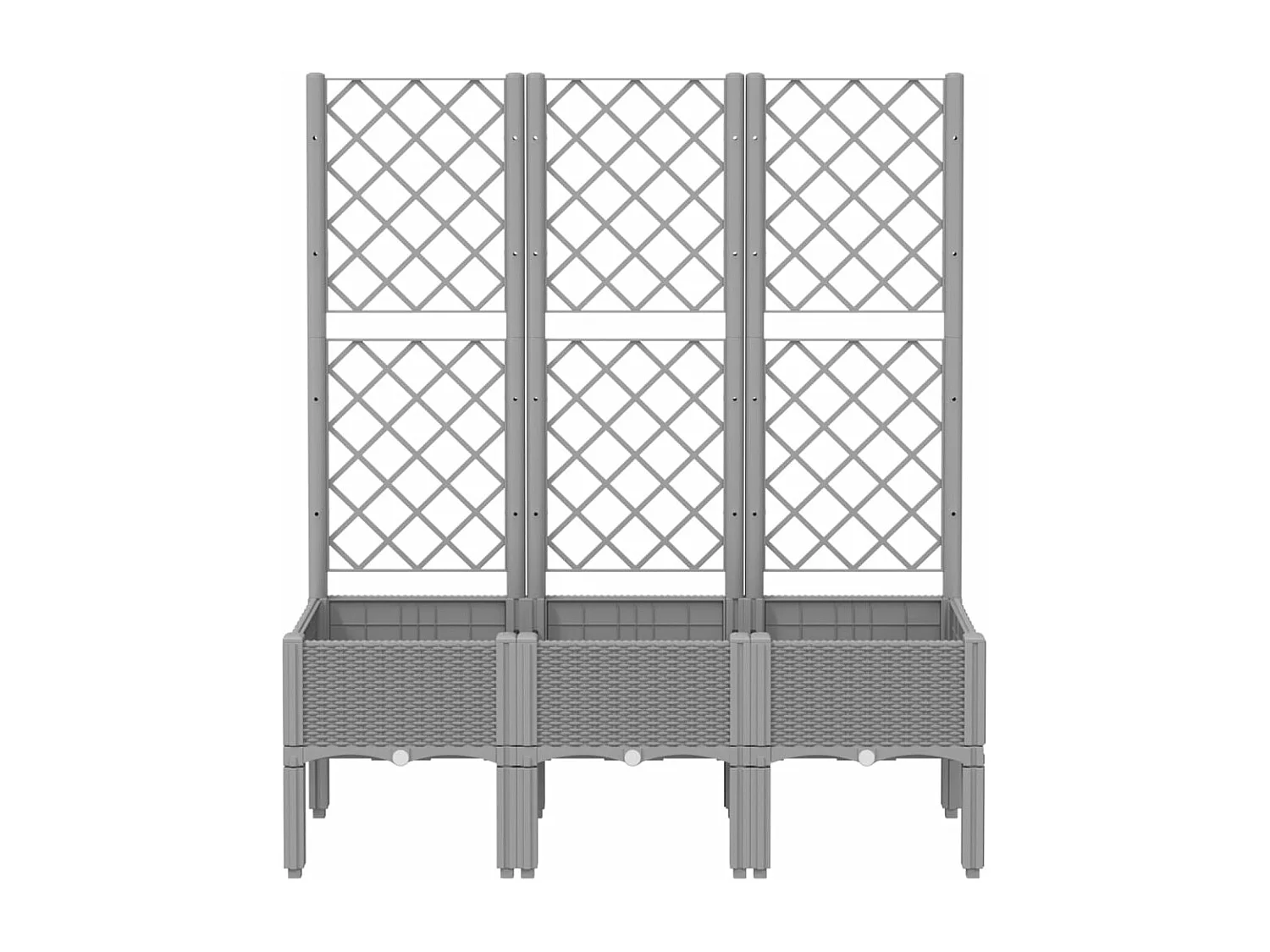 Macetero bancal elevado plantas flores terraza jardín con enrejado ligero 120 x 40 x 142 cm PP gris 02_0038344