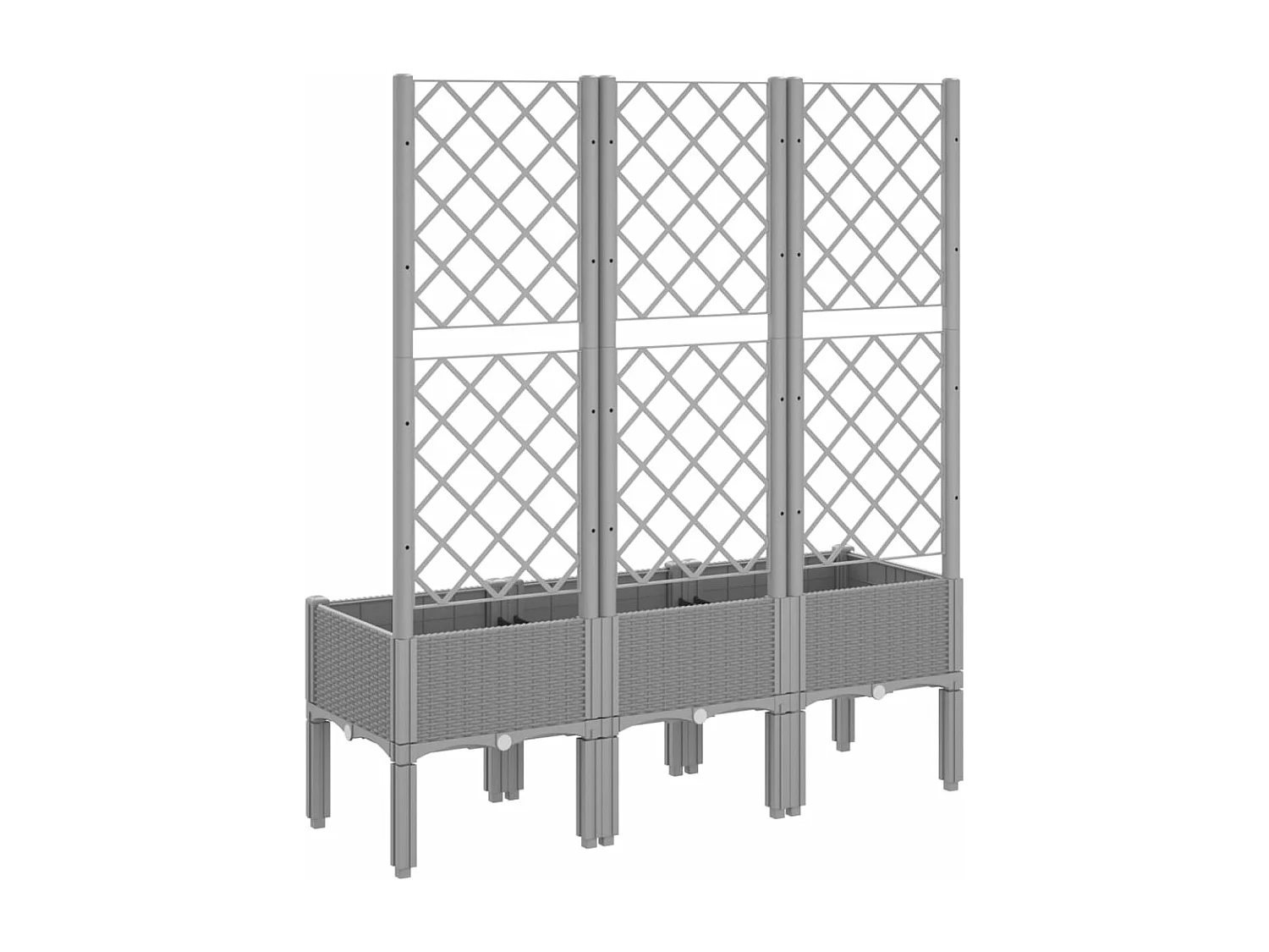 Macetero bancal elevado plantas flores terraza jardín con enrejado ligero 120 x 40 x 142 cm PP gris 02_0038344