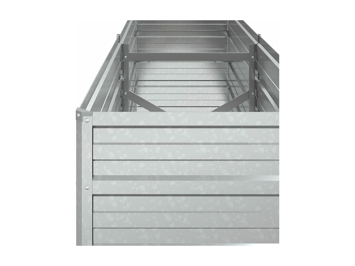 Macetero bancal elevado plantas flores terraza jardín jardín 160 x 40 x 45 cm acero galvanizado plateado Plata 02_0039372