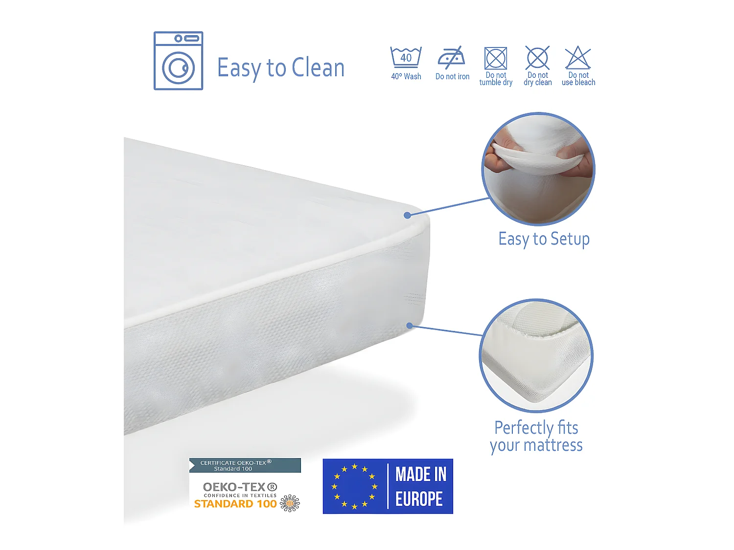 Pack Matelas 80X200 HERMES LIT ENFANT, Epaisseur 11 CM + 1 Oreiller à memoire 80X35 + 1 Protege matelas 80X200