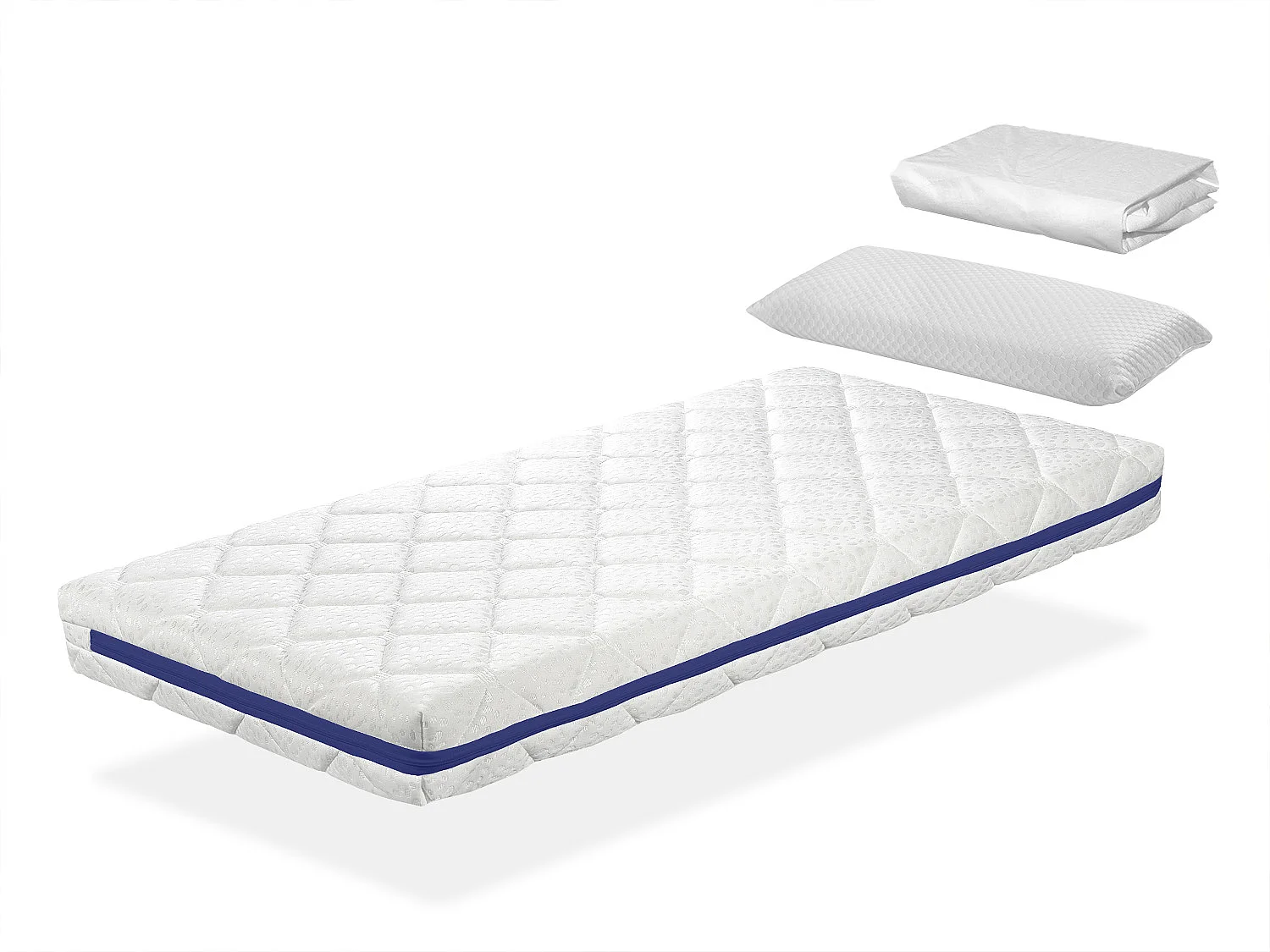 Pack Matras 90X180 HERMES KINDERBED, Dikte 11 CM + 1 Memory Kussen 90X35 + 1 Matrasbeschermer 90X180