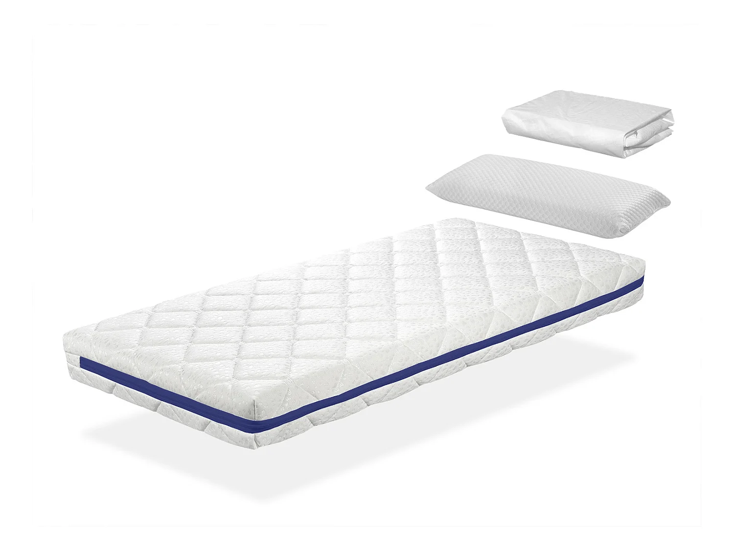 Pack Matelas 90X190 HERMES LIT ENFANT, Epaisseur 11 CM + 1 Oreiller à memoire 90X35 + 1 Protege matelas 90X190