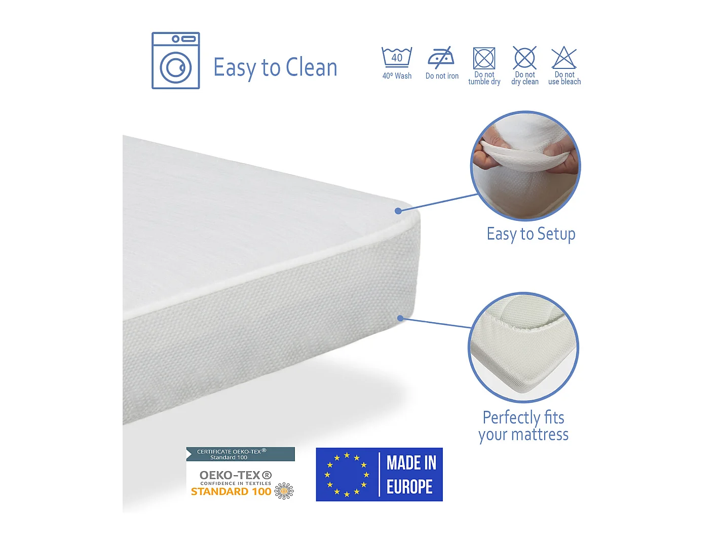 Pack Matras 80X180 HERMES KINDERBED, Dikte 11 CM + 1 Memory Kussen 80X35 + 1 Matrasbeschermer 80X180