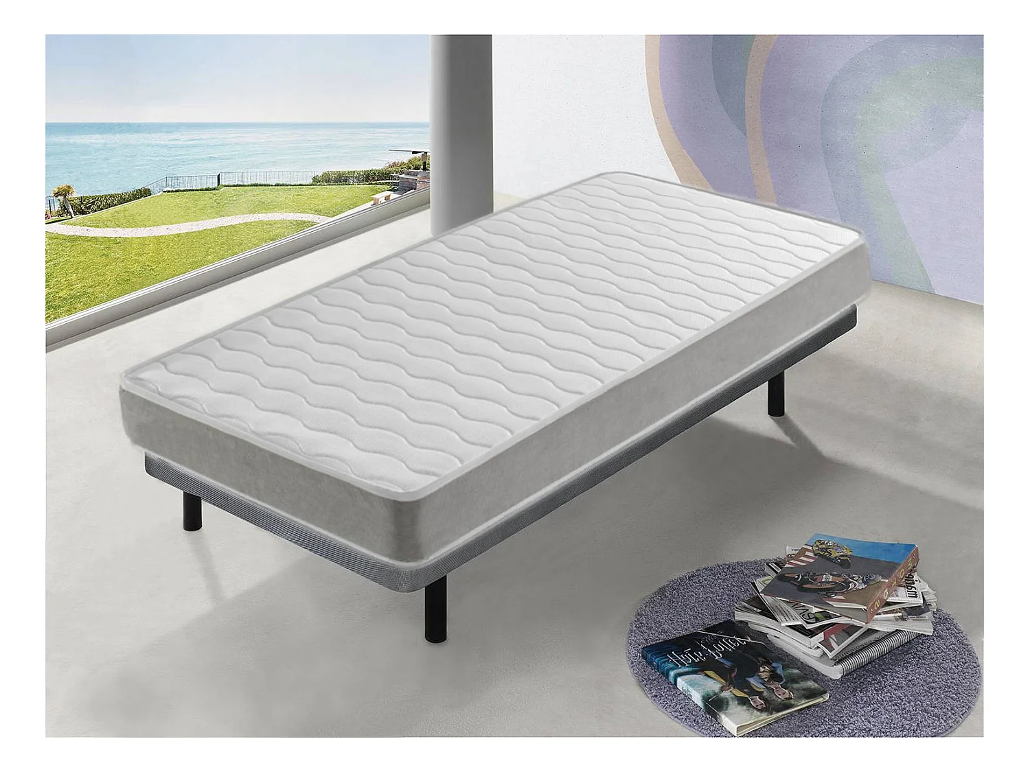 Pack Matelas 90X140 APOLO LIT ENFANT, Epaisseur 14 CM + 1 Oreiller a memoire 90X35 + 1 Protege matelas 90X140